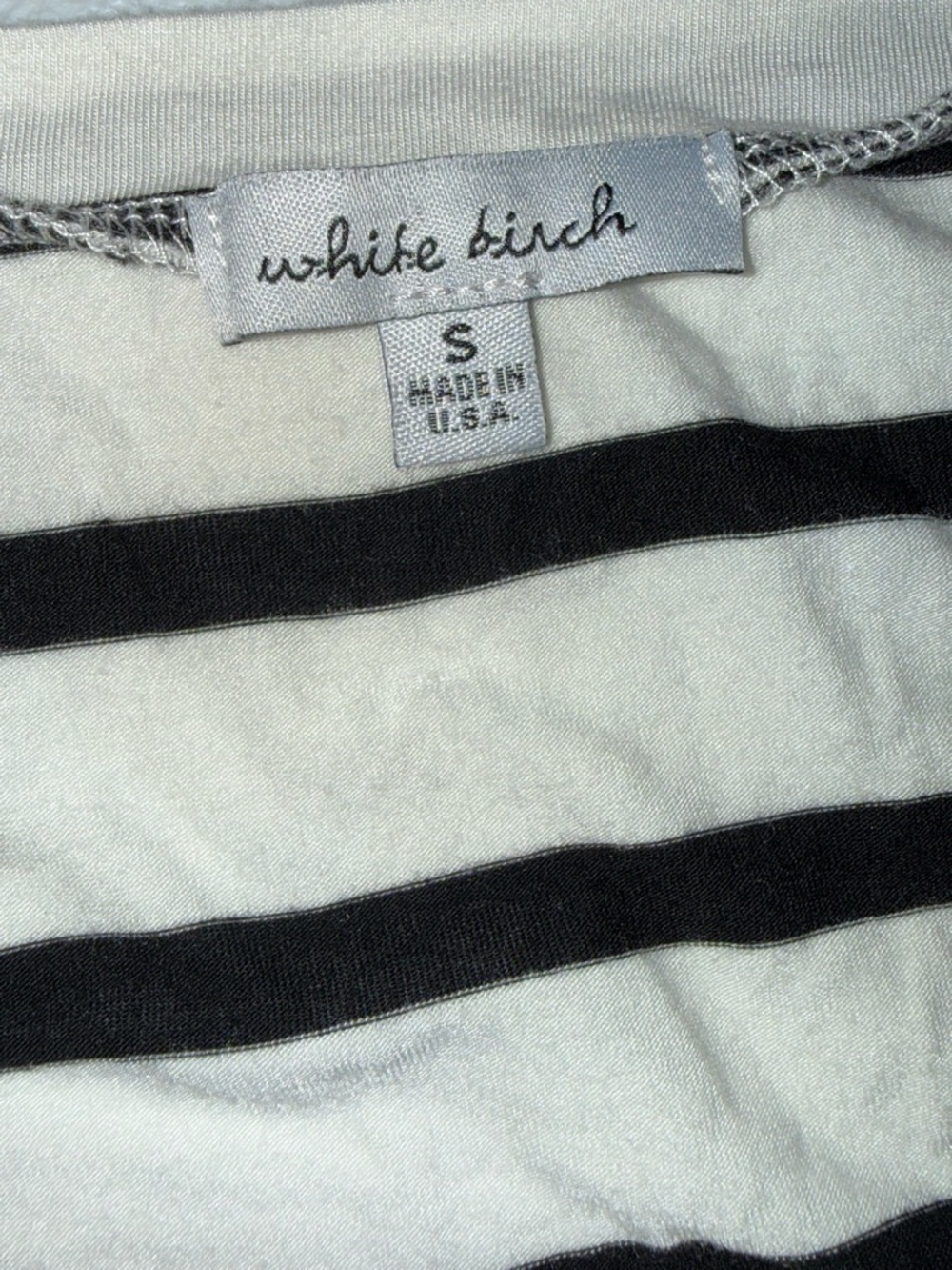 White Birch Striped Midi Dress Small Black White Rayon Elastic Waist Casual USA - Picture 9 of 9